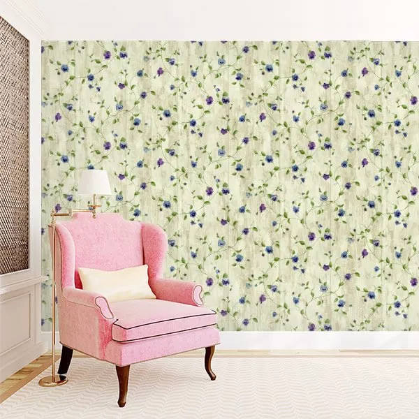 Adesivo papel de parede floral amor-perfeito azul