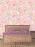 papel de parede floral cor de rosa