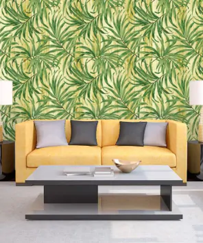 Adesivo papel de parede floral tropicália - amarelo